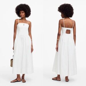 Madewell Seamed Poplin Maxi Dress Sundress 100% Cotton White $158 NWT Size 12